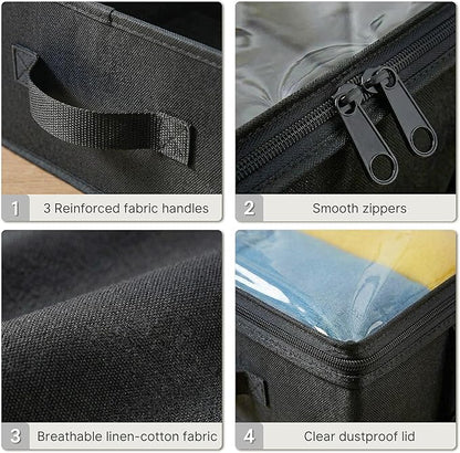 TidyCorner 2-Pack Under Bed Storage, 6 Inches Tall Closet Organizers and Storage Bins with Sturdy Sidewalls/Bottom/4 Handles, Black