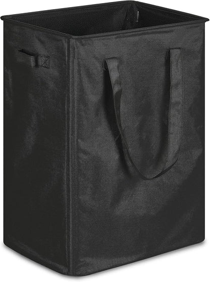 efluky Slim Laundry Basket, Narrow Laundry Hamper with Handles, Collapsible Dirty Clothes Hamper, Tall Laundry Bin for Laundry Room, Dorm and Bedroom, 90L Black