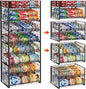 JKsmart 2-Tier Stackable Rack Organizer for Pantry, Adjustable Dispenser Holds Up to 120 Cans, Storage Holder for Various Ounces of Canned Drinks, Black, 4 Pack