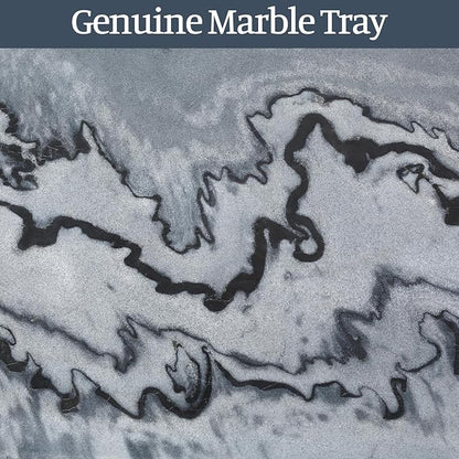 Koville Natural Marble Tray, 12"x6" Decorative Tray for Countertop, Catchall for Perfume, Candles, Jewelry Dish Elephant Grey
