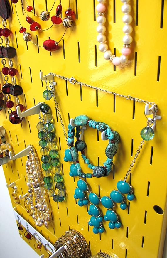Wall Control Jewelry Organizer Wall Hanging Jewelry Holder Kit Wall Mounted Necklace Organizer Kit in Yellow