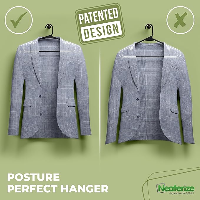 NEATERIZE Clothes Hangers Plastic 20 Pack for Adults - Plastic Hangers, The Perfect Coat Hanger and Space Saving Clothes Hangers for Closet, Percheros Ganchos para Colgar Ropa Hangars - Aqua Hangers