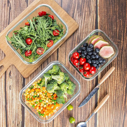 10 Pack Glass Storage Containers For Food, Airtight Meal Prep Containers with Lids Leak-proof, Glass Lunch Boxes Microwave, Freezer & Dishwasher Safe (34oz & 12oz)