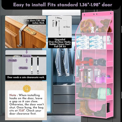PAULONE 6-Tier Over Door Organizer 71" Tall – Hanging Storage with 2 Sizes of Large Deep Pockets (24.3" W x 8.9" D), 98 lbs Capacity, for Bedroom Closet, Bathroom, Nursery & Kitchen