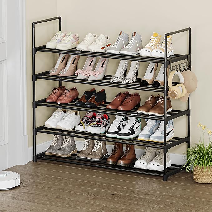 Shoe Rack - 5-Tier Shoe Organizer, Sturdy Shoe Storage Shelf, Perfect for Front Door Entrance, Closet & Entryway, Easy to Assemble, DIY Layering Options (L - 5 Tier)