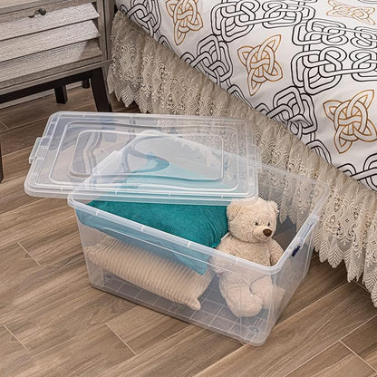 Superio Storage Bins with Lids, Clear Plastic Containers for Organizing, Stackable Totes, BPA Free, Odor Free, Organizer Boxes for Home, and Dorm (2 Pack, 44 Quart)