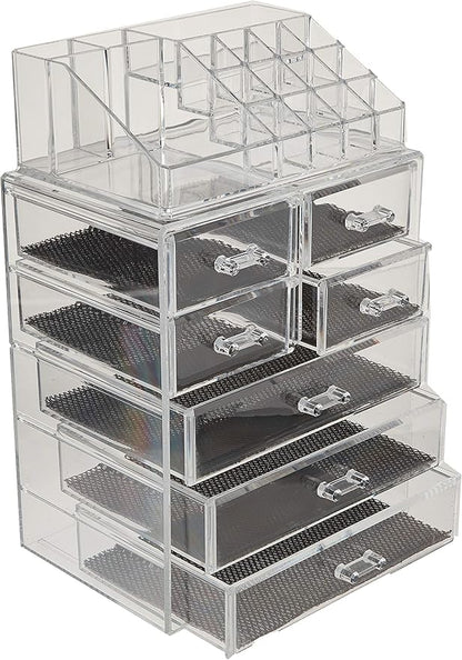 Sorbus Acrylic Makeup Organizer Set, 7-Drawer Vanity & Countertop Cosmetic Storage with Small & Wide Compartments, CLear Makeup Storage for Brushes, Jewelry – Holiday Gift for Women & Teens
