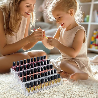 5-Tier Clear Acrylic Nail Polish Storage, Holds 40-80 Bottles, Multi-Purpose Nail Polish Rack, Sunglasses, Essential Oils and Cosmetics