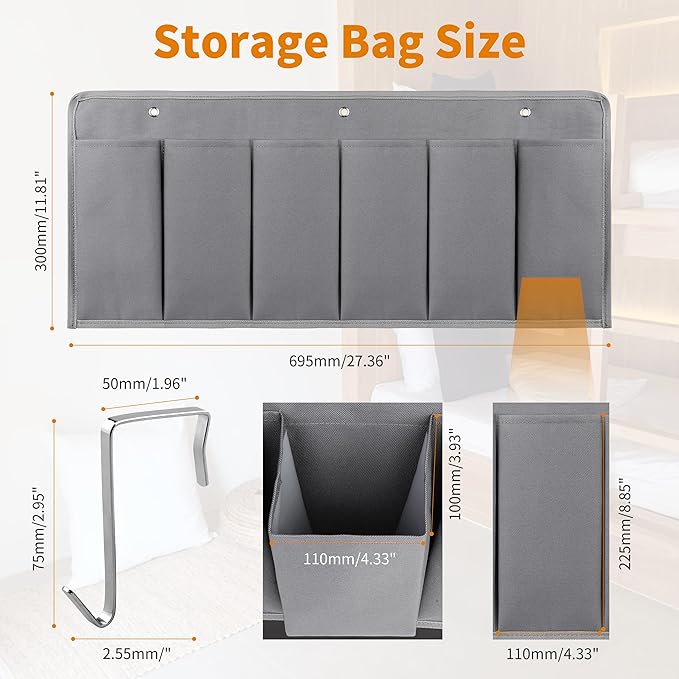 RVZONE RV Shoe Pockets 6 Large Pockets Heavy Hanging Bedside Storage Organizer with Sturdy Hooks for Shoes, Toys and Tools