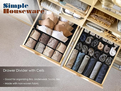 Simple Houseware Closet Underwear Organizer Drawer Divider Assorted 7 Pieces, Black
