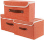 Large Storage Bin with Lid Storage Boxes,Collapsible Linen Storage Basket Container with Lid Storage Cube for Organizing Closets,3 Pack(Orange)