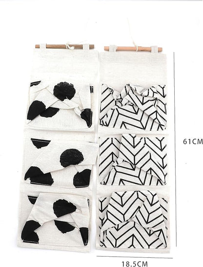 Leadigol 2pcs Wall Hanging Storage Bag, Over The Door Wall Organizer, 3 Pockets Linen Cotton Fabric