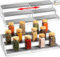 Oizeir Expandable Spice Rack Organizer for Cabinet (2 Pack), 3-Tier Clear Tiered Shelf, Non-Slip Adjustable Spice Cabinet Organizer for Kitchen Pantry, Medicine, Seasoning & Bottle Storage