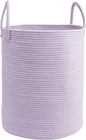 Woven Cotton Rope Laundry basket-15”X20” Laundry Hamper-Rope Storage Basket for Dirty Clothes, Toys and Blankets Perfect for Bathroom, Baby nursery and Living Room Storage (purple)
