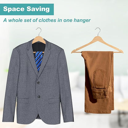 Quality Hangers Premium Slim Wooden Hangers 120 Pack - Thin Space Saving Hangers with 360 Degree Swivel Hook & Shoulder Groves Types of Clothing – Natural (120, Natural)