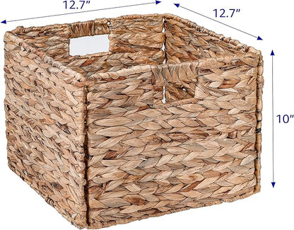 Trademark Innovations 12.7" x 10" Foldable Hyacinth Storage Basket with Iron Wire Frame