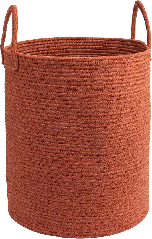 Woven Cotton Rope Laundry basket-15”X20” Laundry Hamper-Rope Storage Basket for Dirty Clothes, Toys and Blankets Perfect for Bathroom, Baby nursery and Living Room Storage (rustic)