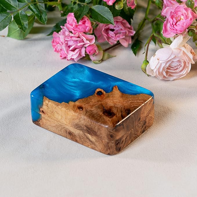 RWA Slim Engagement Ring Box for Proposal – Unique Wedding Ring Holder & Jewelry Display Case – Travel Jewelry Organizer, Ring Bearer Box, Proposal Gift, Wedding Ring Box for Ceremony, FLIP blue