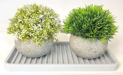 Silicone Sink and Surface Organizer Tray, Sponge Holder, Vanity Tray, Trivet, Heat Safe, Dishwasher Safe, for Bathroom and Kitchen Organization (Light Grey, 10"x5.25")