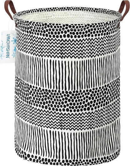 Laundry Basket Canvas Fabric Collapsible Organizer Basket for Storage Bin Toy Bins Gift Baskets Bedroom Clothes Children Nursery Hamper (Black line)