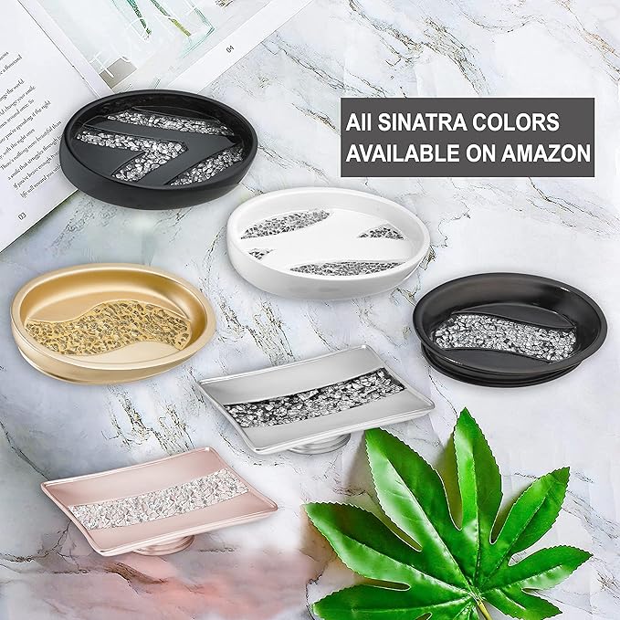Zahari Home Sinatra Soap Dish Unique Design Stylish Bling Glass Mosaic Décor Soap Bar Holder, Blush