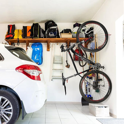 Relaxdays Bike Hooks, Set of 12, Wall & Ceiling Bicycle Suspension, Rubberised, Screw-In Hanger, Storage Rack, Red