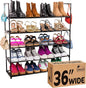 Sundaze Shoe Rack - 5 Tier Metal Shoe Rack for Front Door Entrance, Sturdy Long Shoe Organizer for Closet, Bedroom, Entryway, Garage, Black Metal Shoe Shelf, Holds Up to 25 Pairs