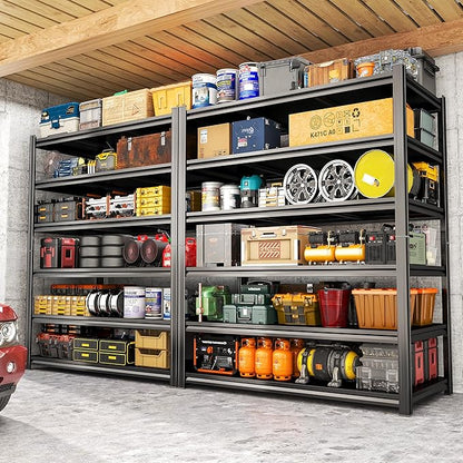 Garage Shelving Unit, 6-Tier Adjustable Garage Storage Shelves, 2500 Lbs Heavy Duty Shelving, Industrial Metal Shelves