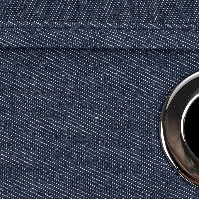 Household Essentials Collapsible Cotton Blend Cube Storage Box with Lid and Metal Grommet Handle, Set of 2, Denim