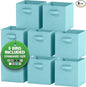 Storage Cubes Pack Of 8 - Standard Size Cube Storage Bin 10.5x10.5x11 With Dual Handles For Easy Carrying- Fabric Storage Bins Collapsible (Blue)