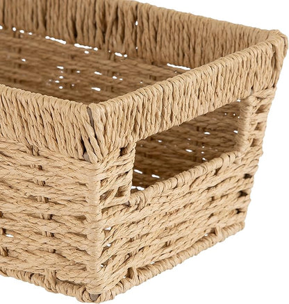 Simplify Small Shelf Storage Basket | Dimensions: 11.4"x 6.5"x4.5" | Dutch Weave Design | Home Organization | Paper Rope Material | Great For Leaving Spaces | Great for Displaying