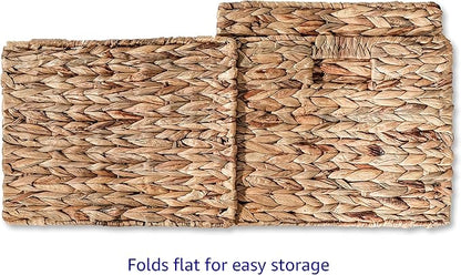 Trademark Innovations 12.7" x 10" Foldable Hyacinth Storage Basket with Iron Wire Frame