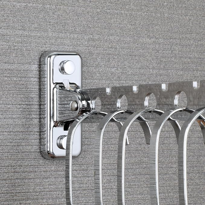 Alise Clothes Drying Rack Wall Mounted Coat Hanger,Folding Hanger Rack Clothes Hook Closet Storage Organizer,Swivel Space Saving Clothes Hanger Rack for Bedroom Bathroom Laundry,Polished Chrome