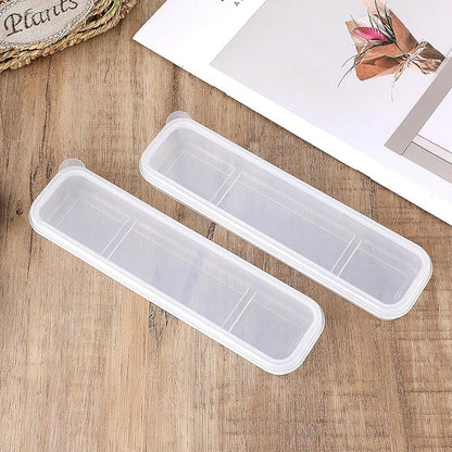 Tucnoeu 2pcs Clear Portable Flatware Box, Utensil Holder for Lunch Box, Simple Tableware Storage Box Spoon Case Fork Holder Chopstick Case