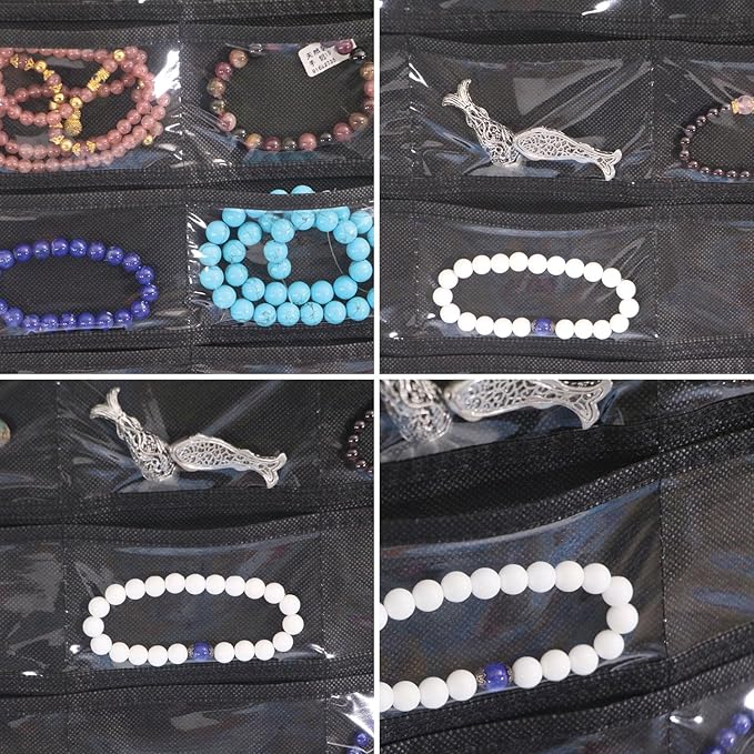 DIOMMELL 80 Pockets Hanging Jewelry Organizer for women, Storage Bag for Earrings Necklace Bracelet Ring accessory display holder box
