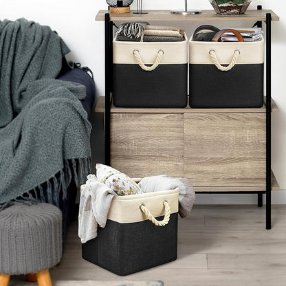 Simple Houseware 13" x 13" Large Fabric Storage Cubes for Closet and Cube Organizer, 3 Pack, Black