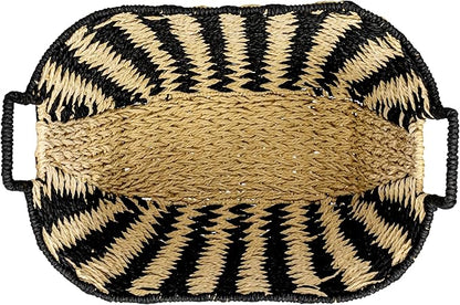 Household Essentials Zigzag Woven Paper Rope Basket, Black and Natural