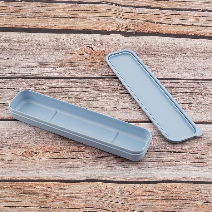 1pcs Portable Flatware Box Travel Tableware Storage Case Box, Utensil Case Flatware Storage Box for Cutlery Kit, 9.84 x 2.40 inch (Blue)
