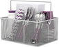 Mindspace Utensil Holder, Kitchen Condiment Organizer and Flatware Utensil Caddy | The Mesh Collection, Silver