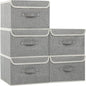 Fabric Storage Bins Cube Organizers with Flip-Top Lid and Handles,Storage Boxes for Organizing Home,Office,and Closet,Grey,5 Pack 13 X 9.1 X 7.9 in