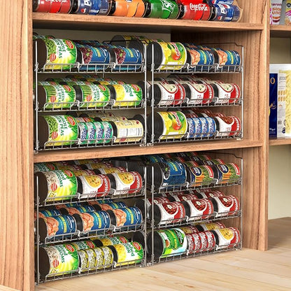 Simple Houseware Stackable Can Organizer Rack for Pantry/Cabinet – 11.5" D x 17" W x 13.75" H, Holds 36 Cans, 3-Tier Can Food Storage Dispenser, Chrome
