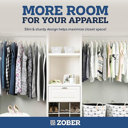 ZOBER Blush Velvet Hangers 50 Pack - Clothes Hangers, Coat Hanger for Pants & Dress Clothes - Non Slip w/ 360 Degree Swivel, Holds up to 10 lbs - Strong Felt Hanger for Clothing