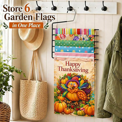 5 Pack 6-Tier Garden Flag Storage Organizer, Space Saving Storage for Bedroom, Garage & Home, Wrinkle-Free Design for Seasonal Flags, Pants, Jeans & Ties, Gift Idea for Home Organization.
