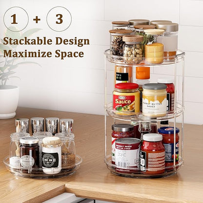 2 Pack 2 Tier Lazy Susan Turntable Organizer 9.25 inch, Rotating Spice Rack Organization for Cabinet, Bathroom, Pantry, Countertop, Kitchen, Vanity, Medicine Cabinet Organizer, Clear