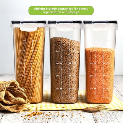 Utopia Kitchen Cereal Containers Storage Set – 4 Pack 4L(135.2 oz) Airtight Food Storage Containers with Lids, BPA-Free Cereal Dispensers for Pantry Organization and Storage (Clear)