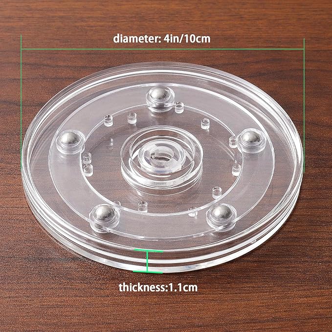 2 Pack 4" Clear Acrylic Lazy Susan Turntable - Small Ball Bearing Rotating Tray Cake Turntable for Decorating Lazy Susan Round Spinning Base for Crafts Cabinet Spice Rack