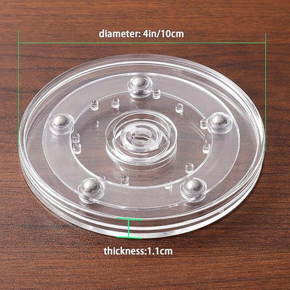 2 Pack 4" Clear Acrylic Lazy Susan Turntable - Small Ball Bearing Rotating Tray Cake Turntable for Decorating Lazy Susan Round Spinning Base for Crafts Cabinet Spice Rack