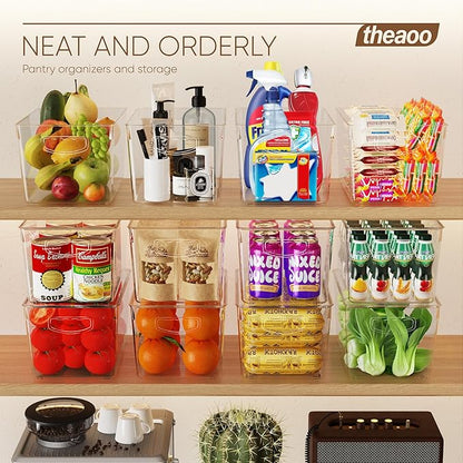 theaoo Large Stackable Refrigerator Organizer Bins AND Soda Can Dispenser for Refrigerator with Lids