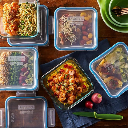Snapware Total Solutions (10-Pack, 4 Cup) Glass Food Storage Containers Set, Airtight & Leakproof Locking BPA-Free Lids, Freezer Dishwasher Microwave Safe