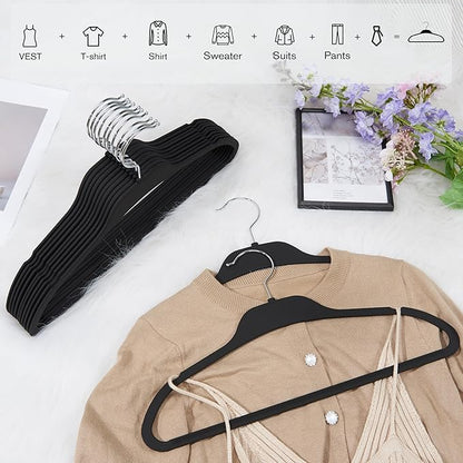 Rubber Coated Hangers 20 Pack, Non-Slip Clothes Hangers with Rustproof Hooks, Space Saving Thin Design for Closet/Retail/Home
